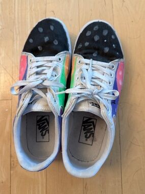 Custom Painted Platform Vans Lace Up Sneakers